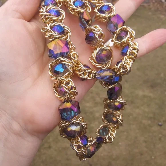 New Eye Candy Los Angeles two strands statement necklace 14 Kt gold plated - Picture 9 of 16